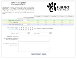 Request service screen